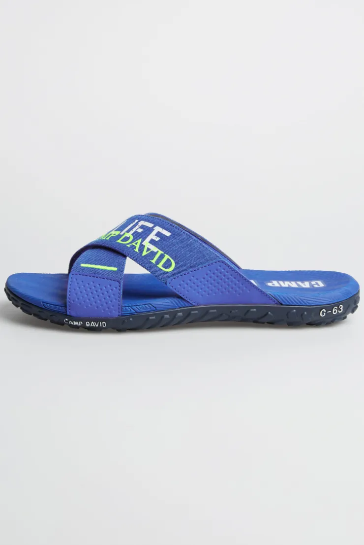 Beach Slipper mit Label Prints strong blue