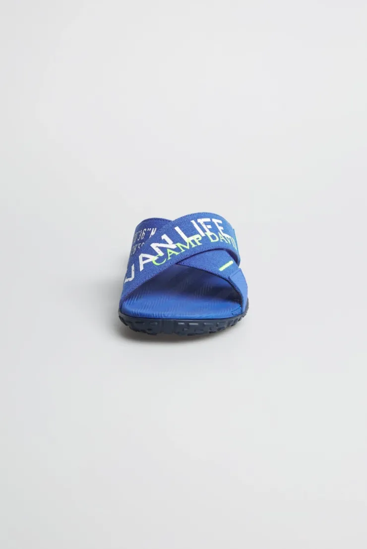 Beach Slipper mit Label Prints strong blue