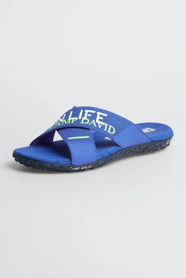 Beach Slipper mit Label Prints strong blue