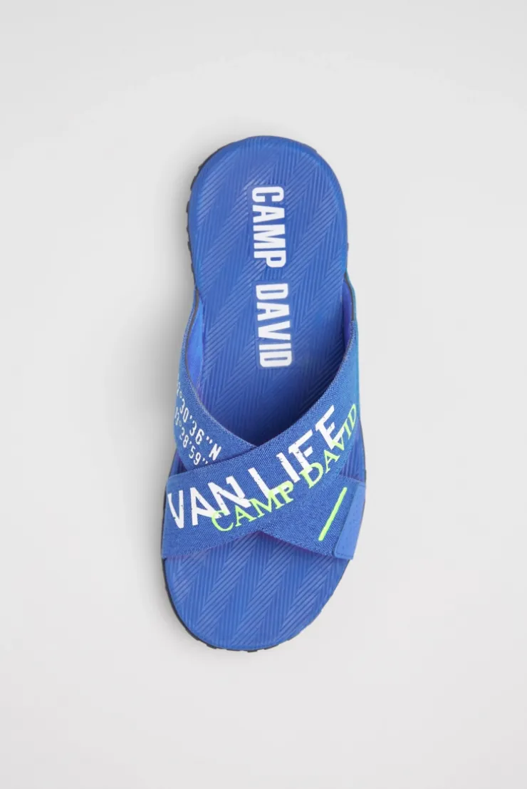 Beach Slipper mit Label Prints strong blue