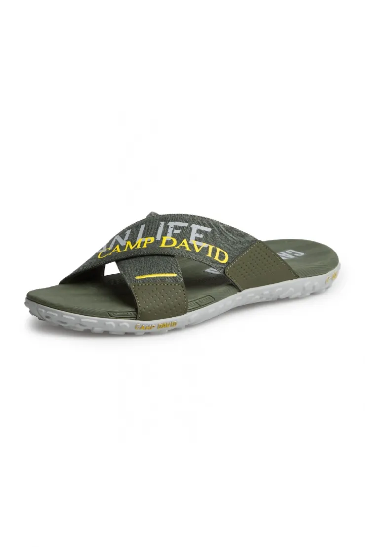 Beach Slipper mit Label Prints dusty green