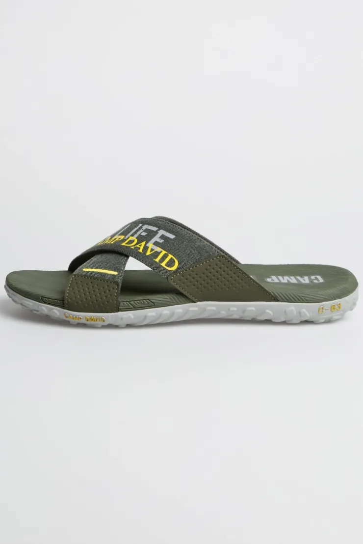 Beach Slipper mit Label Prints dusty green