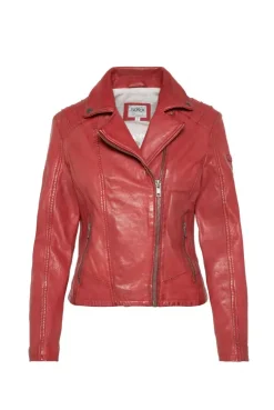 Bikerjacke aus Leder im Vintage Look red