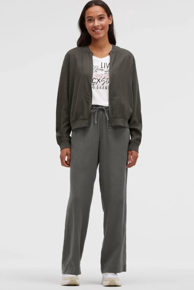 Blouson aus Leinen-Mix mit Rückenprint cool khaki