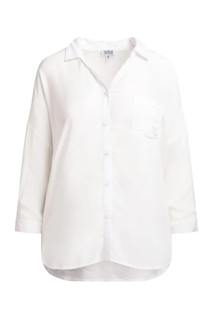 Bluse mit 3/4-Arm und Rückenprint opticwhite