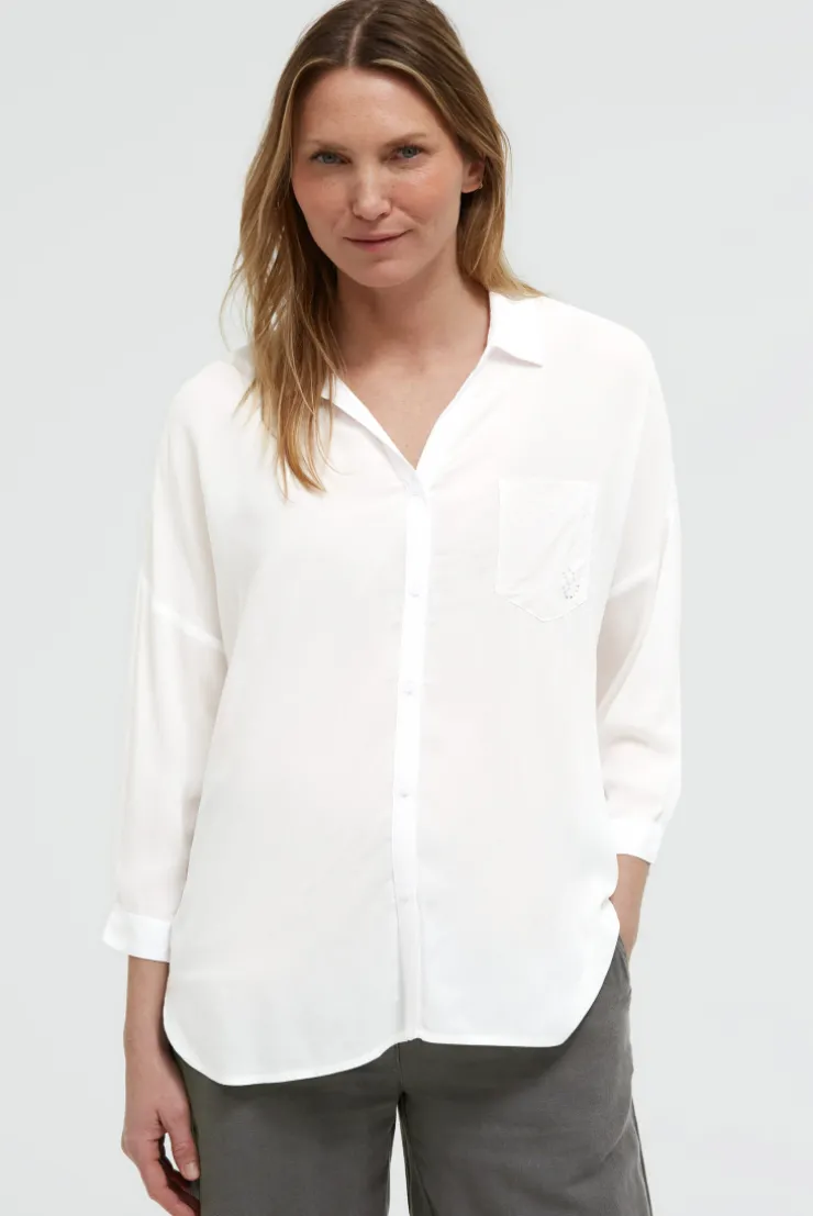Bluse mit 3/4-Arm und Rückenprint opticwhite
