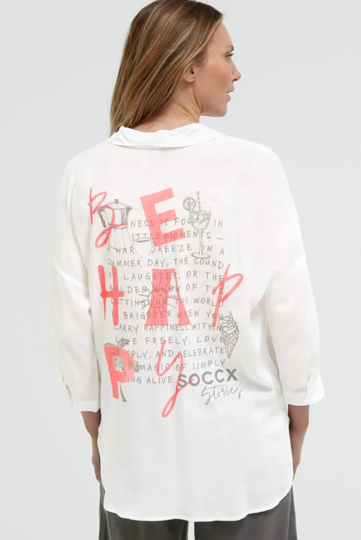 Bluse mit 3/4-Arm und Rückenprint opticwhite