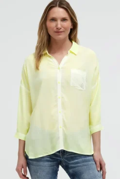Bluse mit 3/4-Arm und Rückenprint vivid lemon