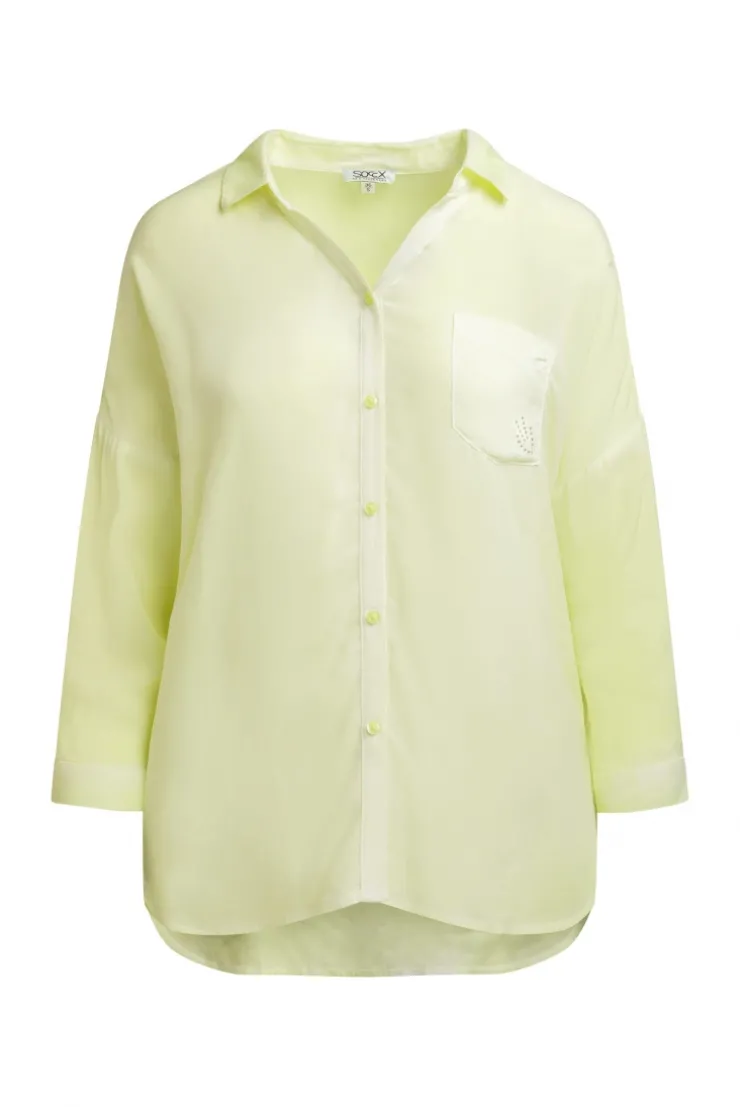 Bluse mit 3/4-Arm und Rückenprint vivid lemon