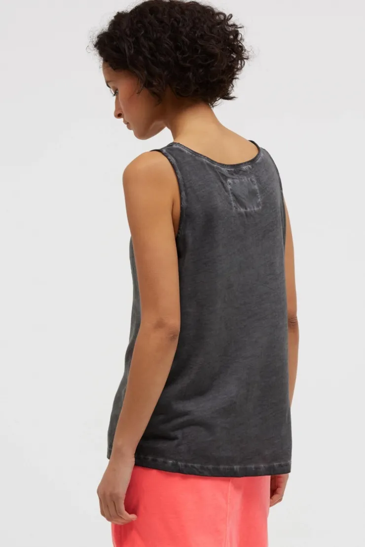 Blusen-Top Oil Dyed im Materialmix grey bay
