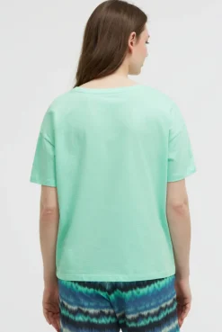 Boxy T-Shirt mit Pailletten - Artwork french mint