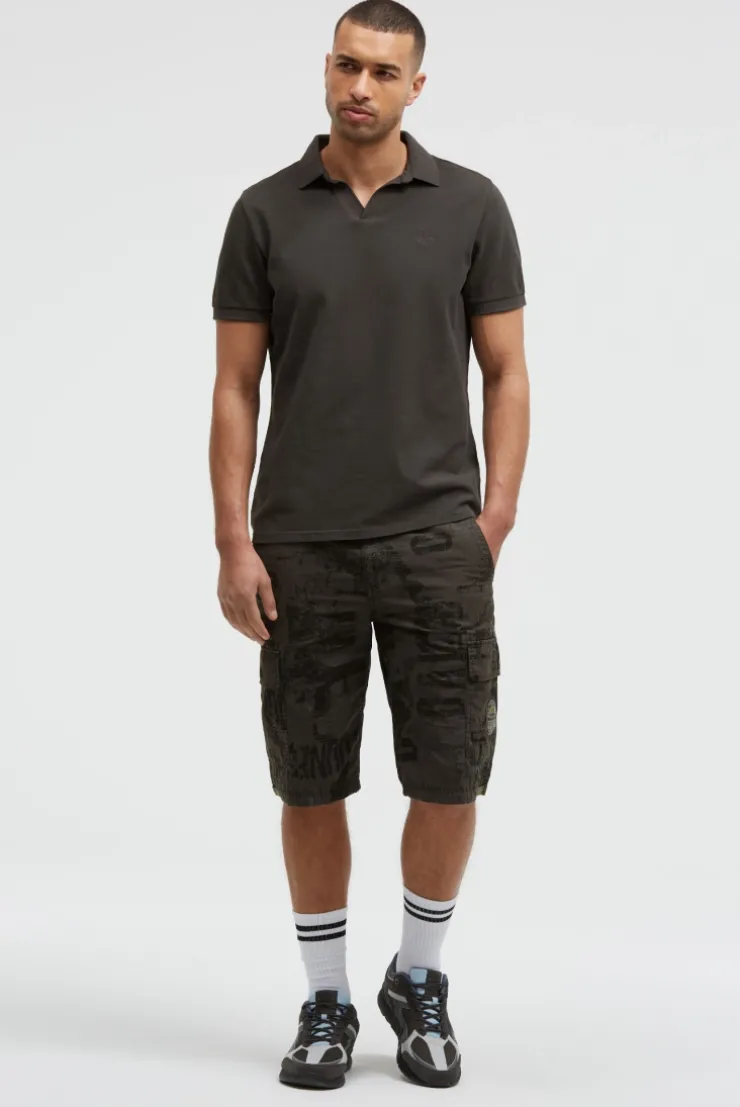 Cargo Shorts mit All Over Print dark wood
