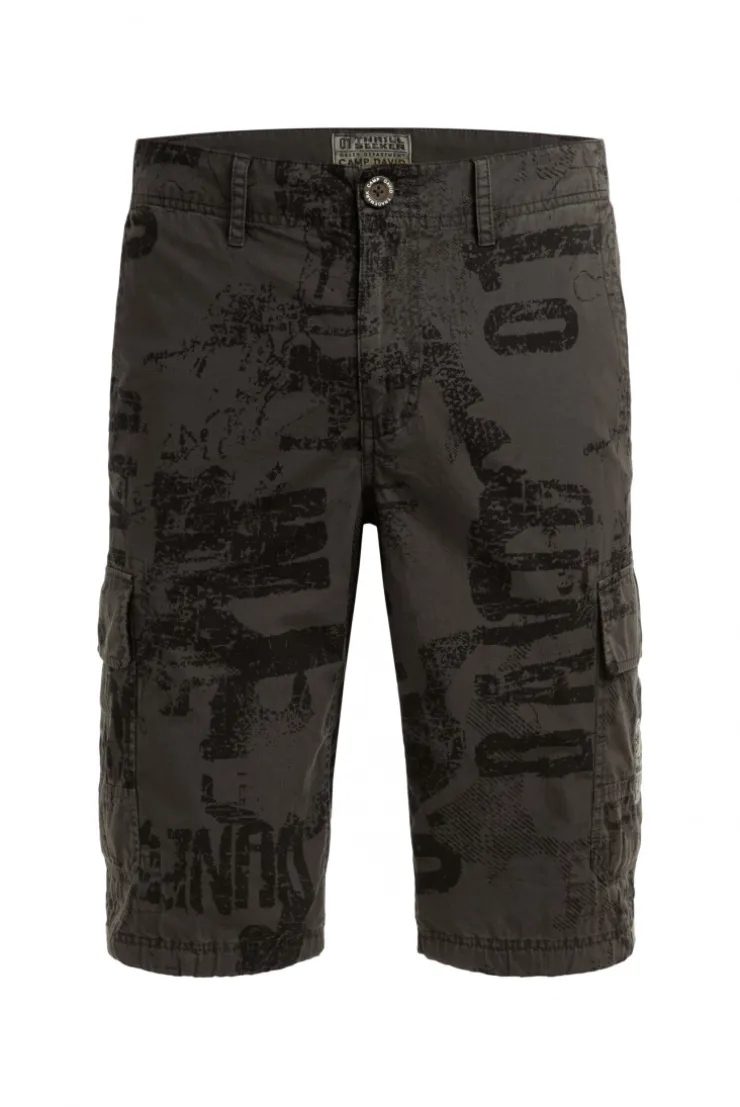 Cargo Shorts mit All Over Print dark wood