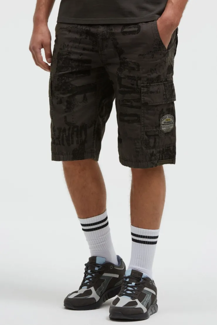 Cargo Shorts mit All Over Print dark wood