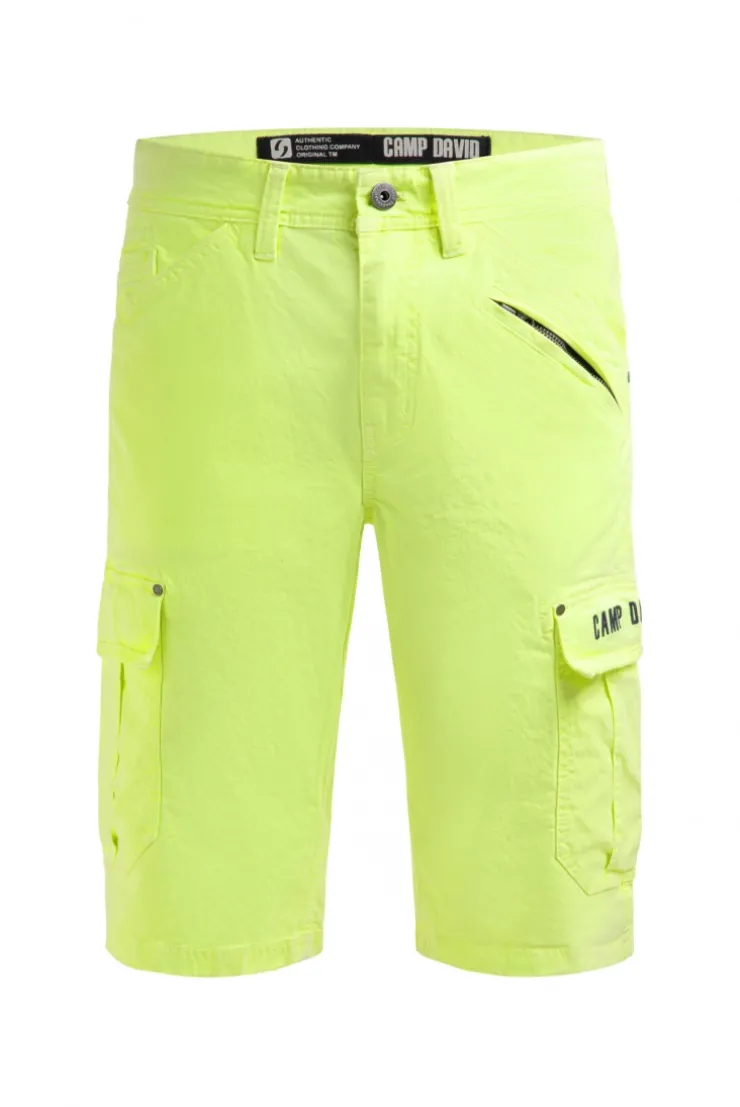Cargo Shorts mit 3D-Logo-Stickerei neon lime