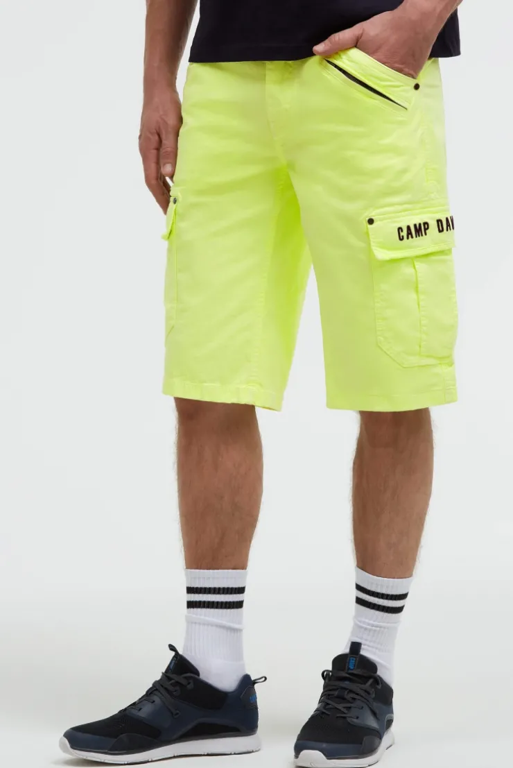 Cargo Shorts mit 3D-Logo-Stickerei neon lime