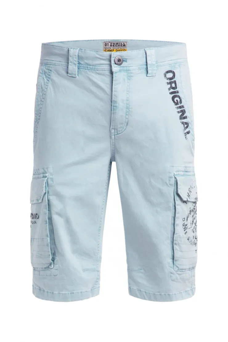 Cargo Shorts mit Prints im Used Look silver blue