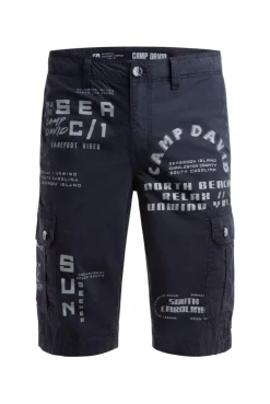 Cargo Shorts mit vielen Label Prints blue navy