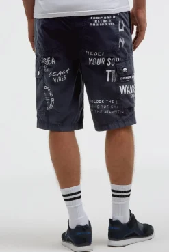 Cargo Shorts mit vielen Label Prints blue navy