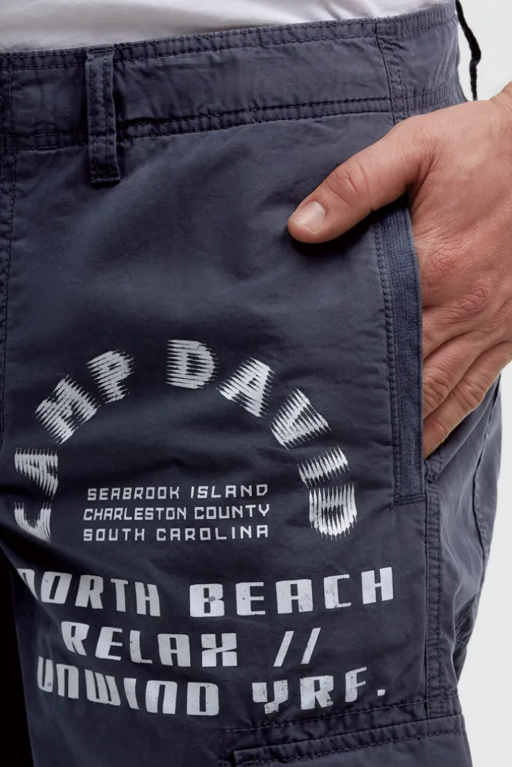 Cargo Shorts mit vielen Label Prints blue navy