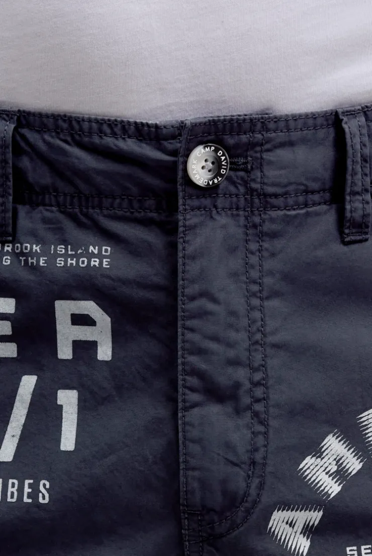 Cargo Shorts mit vielen Label Prints blue navy