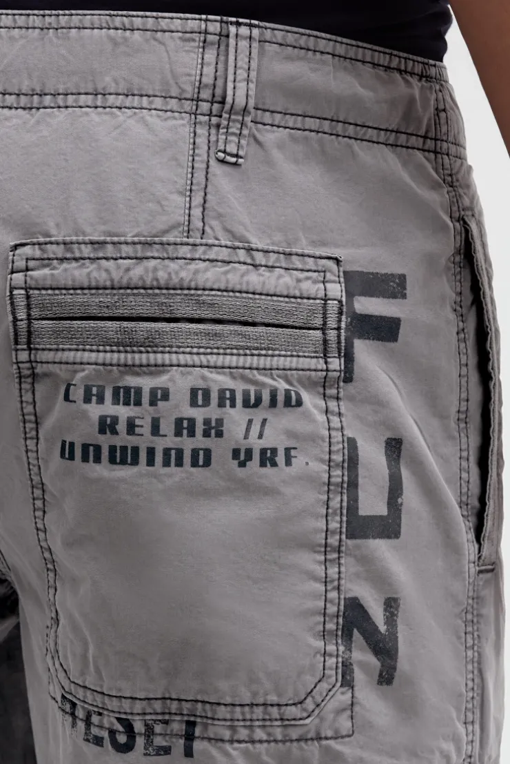 Cargo Shorts mit vielen Label Prints grey blue