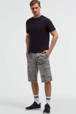 Cargo Shorts mit vielen Label Prints grey blue