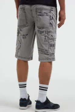 Cargo Shorts mit vielen Label Prints grey blue