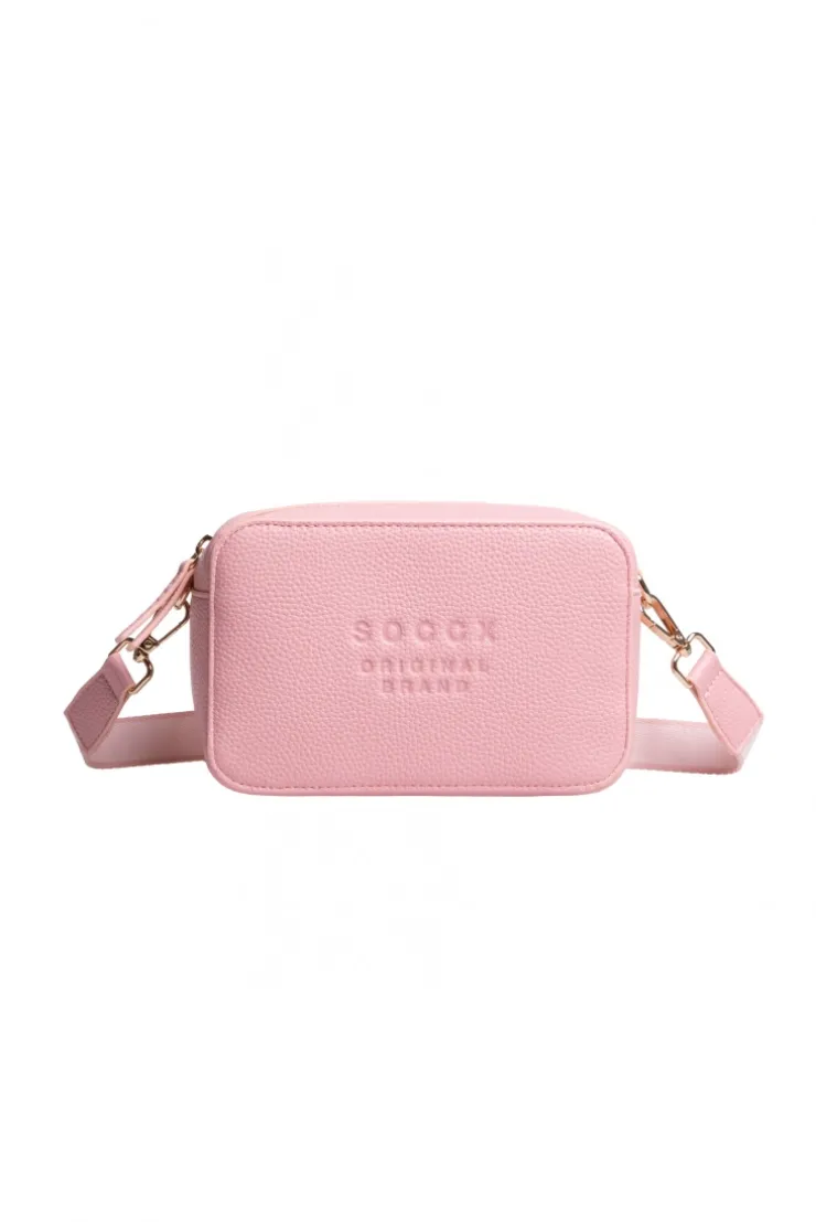 Crossbody Bag mit Logo und Intarsia-Webriemen french rose