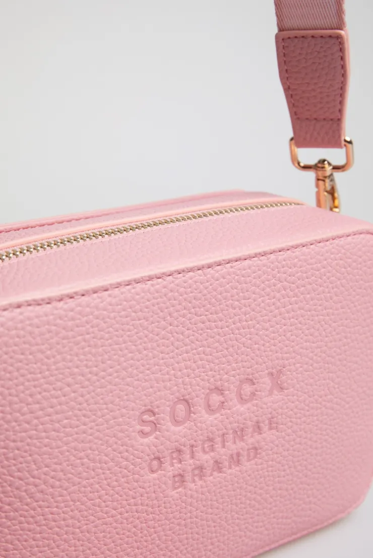 Crossbody Bag mit Logo und Intarsia-Webriemen french rose