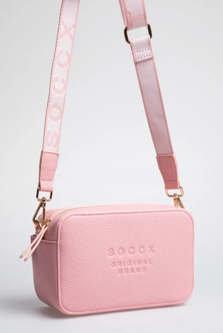 Crossbody Bag mit Logo und Intarsia-Webriemen french rose
