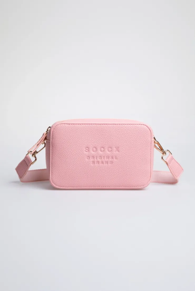 Crossbody Bag mit Logo und Intarsia-Webriemen french rose