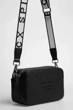 Crossbody Bag mit Logo und Intarsia-Webriemen black