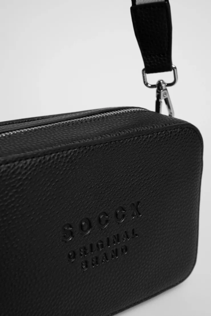 Crossbody Bag mit Logo und Intarsia-Webriemen black