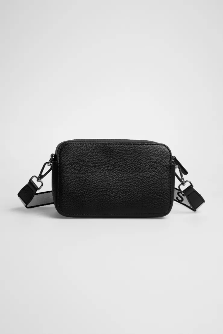 Crossbody Bag mit Logo und Intarsia-Webriemen black