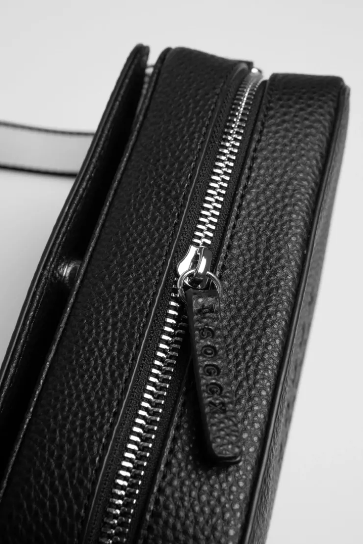 Crossbody Bag mit Logo und Intarsia-Webriemen black