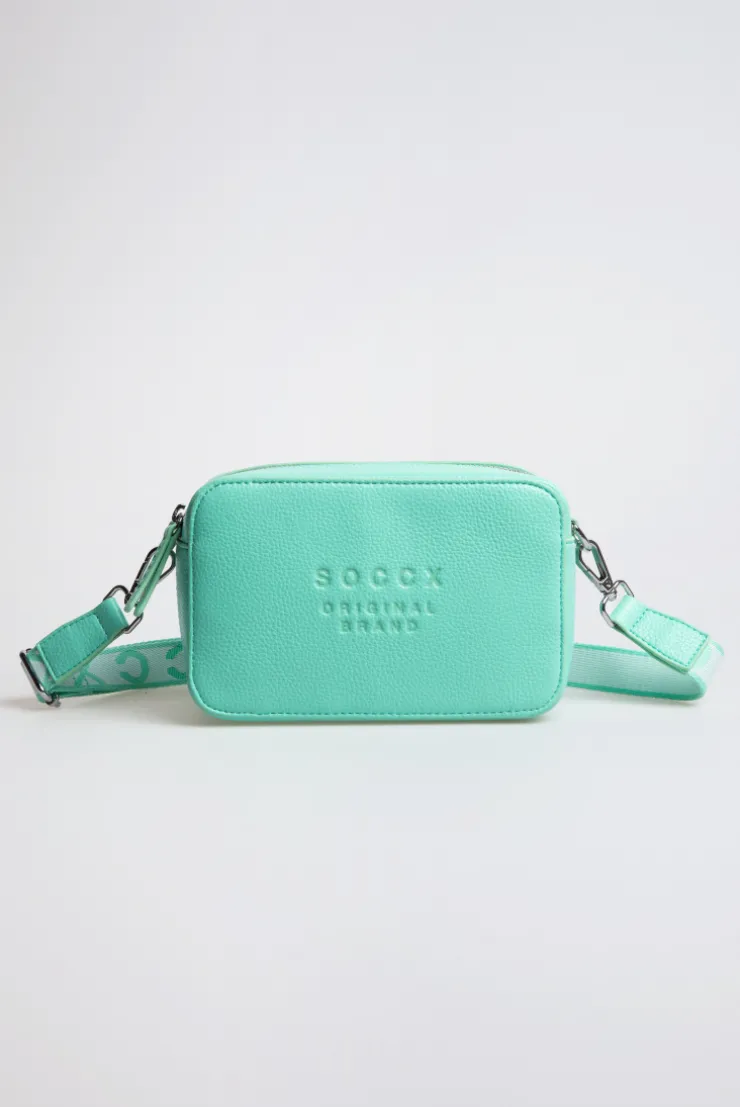 Crossbody Bag mit Logo und Intarsia-Webriemen misty mint