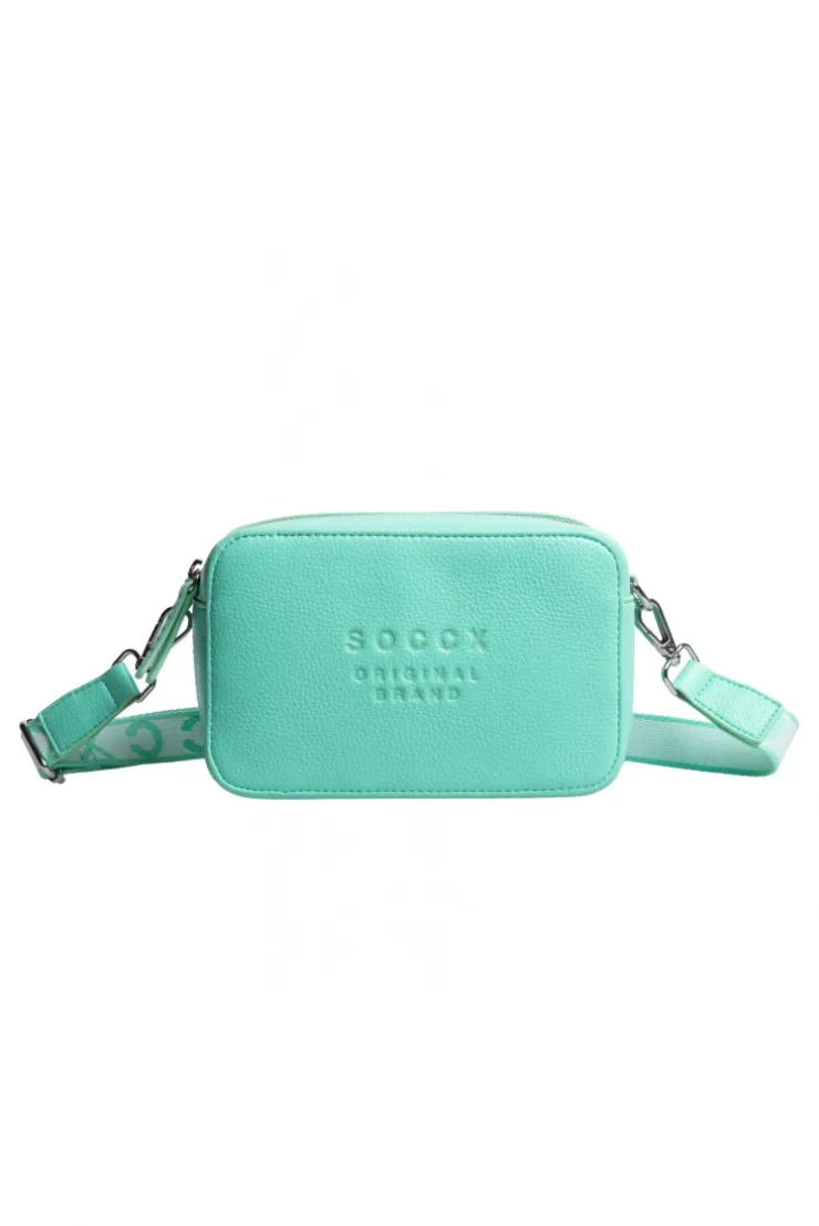 Crossbody Bag mit Logo und Intarsia-Webriemen misty mint
