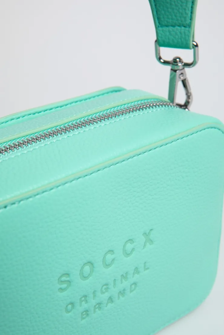 Crossbody Bag mit Logo und Intarsia-Webriemen misty mint