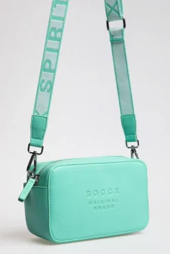 Crossbody Bag mit Logo und Intarsia-Webriemen misty mint