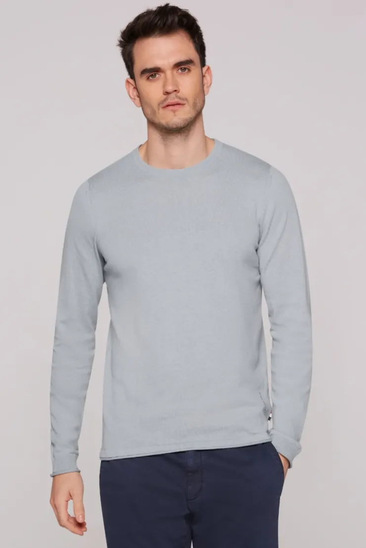 Feinstrickpullover mit Rundhalsausschnitt smokey mint
