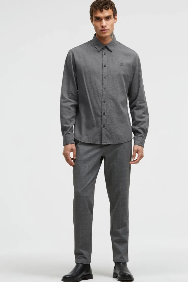 Flanell-Langarmhemd mit Logostick iron grey