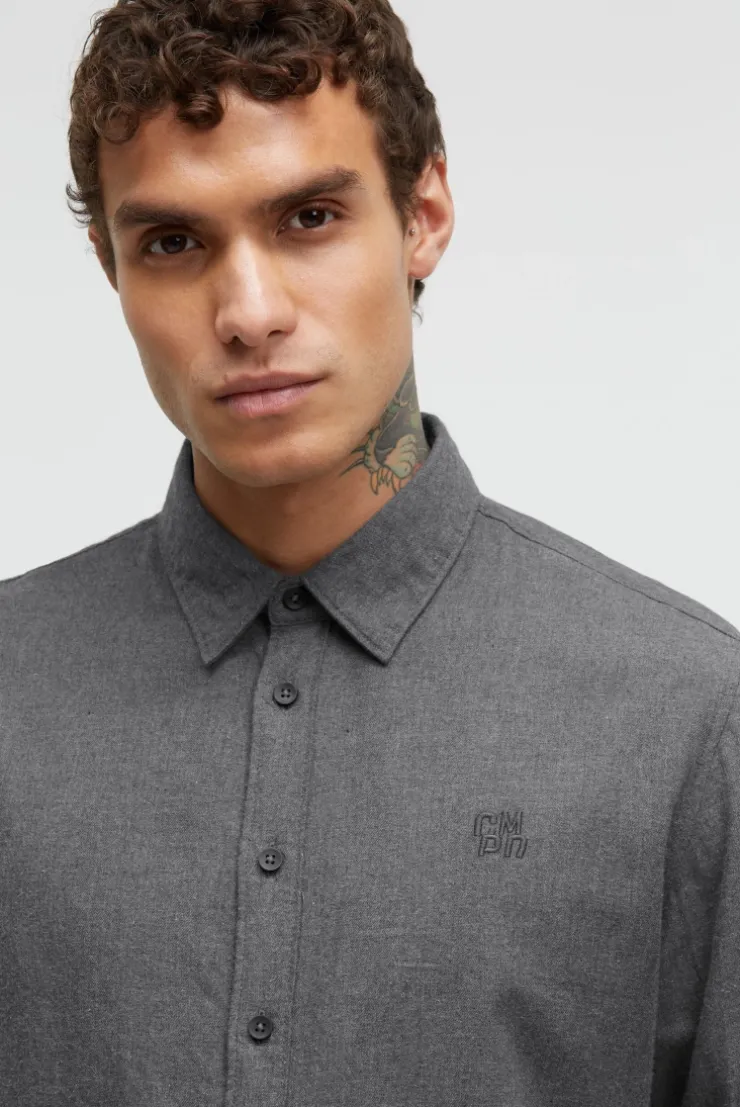 Flanell-Langarmhemd mit Logostick iron grey