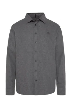 Flanell-Langarmhemd mit Logostick iron grey