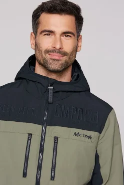 Funktionsjacke mit Kapuze und Colour-Blocking sage green