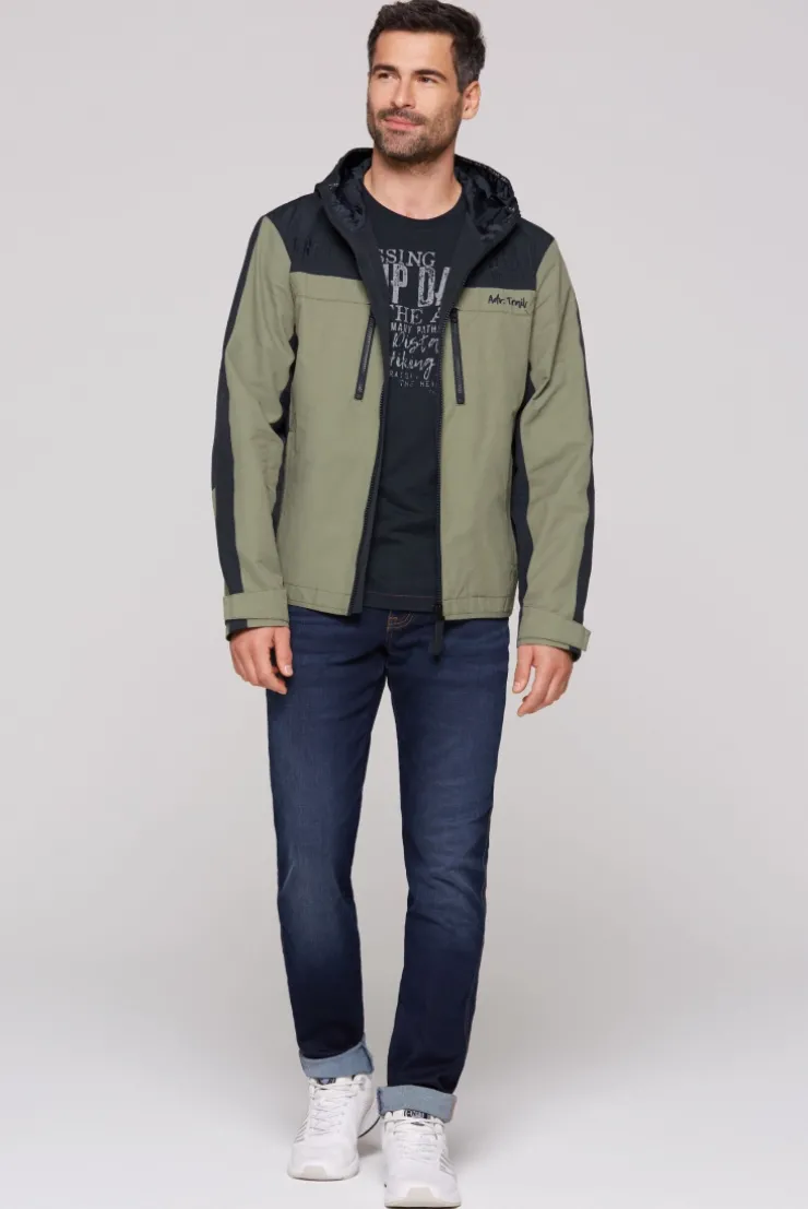 Funktionsjacke mit Kapuze und Colour-Blocking sage green