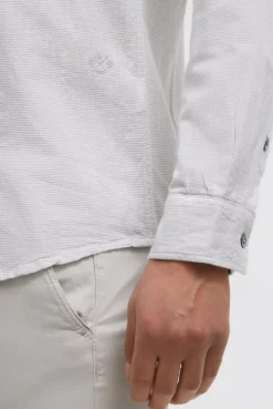 Gestreiftes Langarmhemd mit Flammgarnstruktur french grey