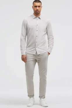 Gestreiftes Langarmhemd mit Flammgarnstruktur french grey