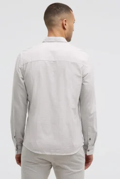 Gestreiftes Langarmhemd mit Flammgarnstruktur french grey