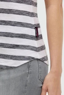 Gestreiftes T-Shirt mit Cut-Out und Print blue navy
